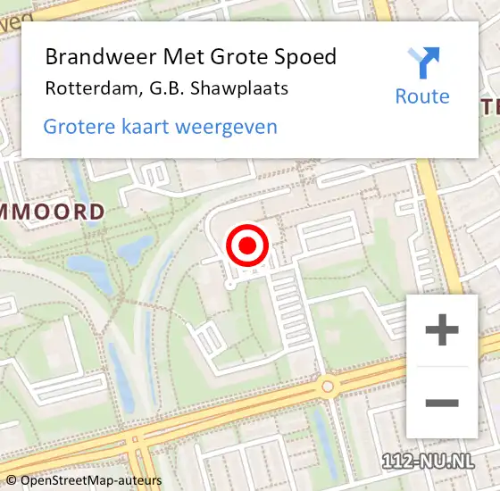 Locatie op kaart van de 112 melding: Brandweer Met Grote Spoed Naar Rotterdam, G.B. Shawplaats op 19 december 2019 17:15