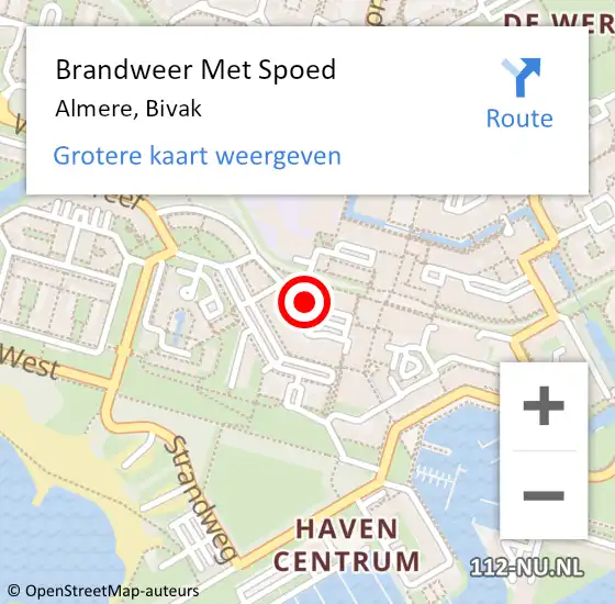 Locatie op kaart van de 112 melding: Brandweer Met Spoed Naar Almere, Bivak op 19 december 2019 21:18