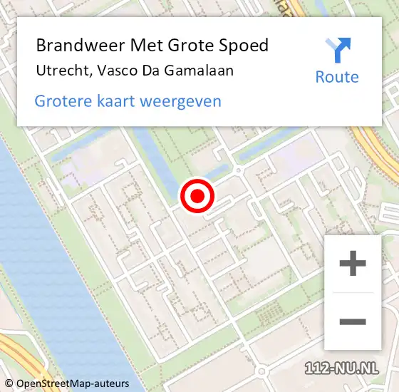 Locatie op kaart van de 112 melding: Brandweer Met Grote Spoed Naar Utrecht, Vasco Da Gamalaan op 19 december 2019 21:30
