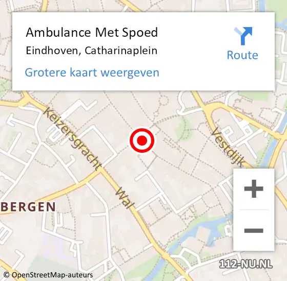 Locatie op kaart van de 112 melding: Ambulance Met Spoed Naar Eindhoven, Catharinaplein op 20 december 2019 01:23