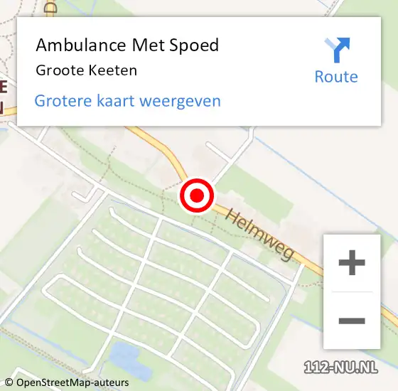 Locatie op kaart van de 112 melding: Ambulance Met Spoed Naar Groote Keeten op 20 december 2019 11:51