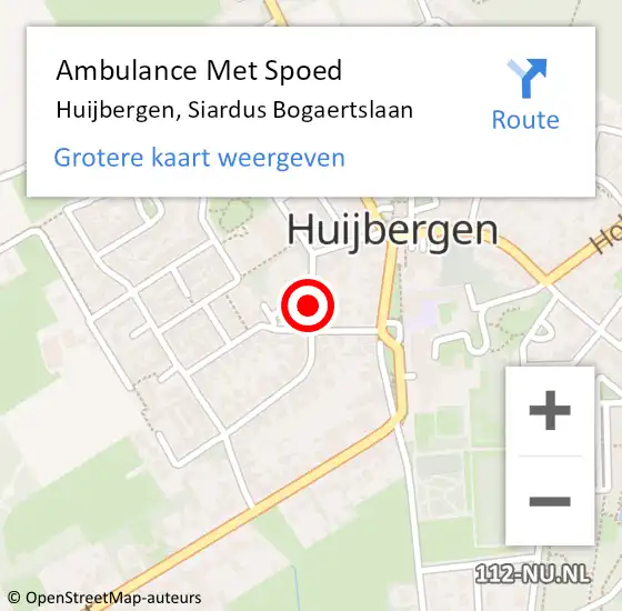 Locatie op kaart van de 112 melding: Ambulance Met Spoed Naar Huijbergen, Siardus Bogaertslaan op 20 december 2019 12:22