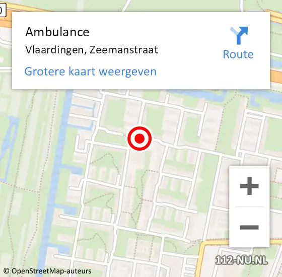 Locatie op kaart van de 112 melding: Ambulance Vlaardingen, Zeemanstraat op 20 december 2019 12:25