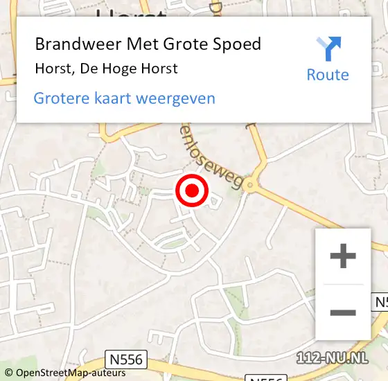 Locatie op kaart van de 112 melding: Brandweer Met Grote Spoed Naar Horst, De Hoge Horst op 20 december 2019 14:54