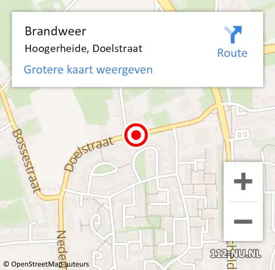 Locatie op kaart van de 112 melding: Brandweer Hoogerheide, Doelstraat op 20 december 2019 15:25