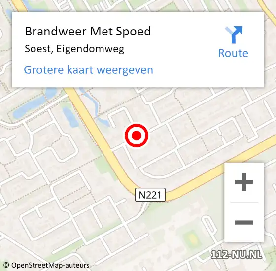 Locatie op kaart van de 112 melding: Brandweer Met Spoed Naar Soest, Eigendomweg op 20 december 2019 19:28