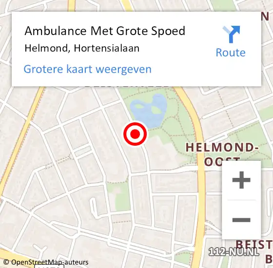 Locatie op kaart van de 112 melding: Ambulance Met Grote Spoed Naar Helmond, Hortensialaan op 20 december 2019 20:52