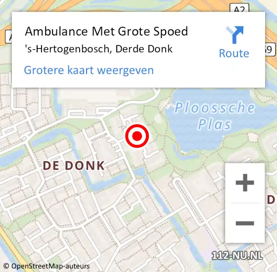 Locatie op kaart van de 112 melding: Ambulance Met Grote Spoed Naar 's-Hertogenbosch, Derde Donk op 20 december 2019 23:16