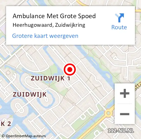 Locatie op kaart van de 112 melding: Ambulance Met Grote Spoed Naar Heerhugowaard, Zuidwijkring op 21 december 2019 01:41