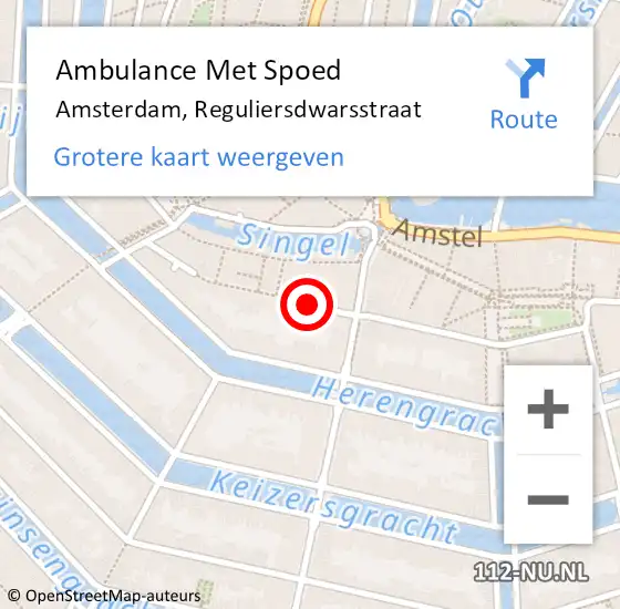 Locatie op kaart van de 112 melding: Ambulance Met Spoed Naar Amsterdam, Reguliersdwarsstraat op 21 december 2019 04:32