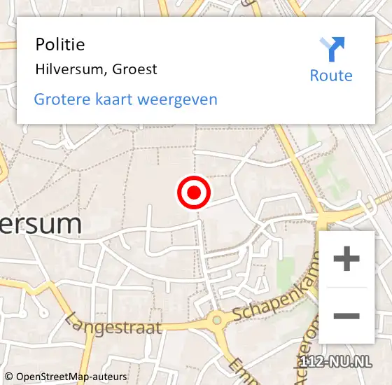 Locatie op kaart van de 112 melding: Politie Hilversum, Groest op 21 december 2019 11:50