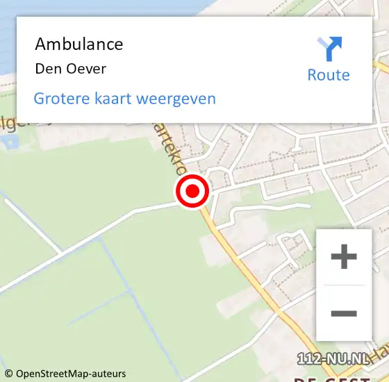 Locatie op kaart van de 112 melding: Ambulance Den Oever op 21 december 2019 13:32