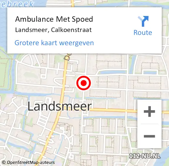 Locatie op kaart van de 112 melding: Ambulance Met Spoed Naar Landsmeer, Calkoenstraat op 21 december 2019 21:52