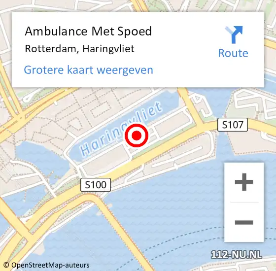 Locatie op kaart van de 112 melding: Ambulance Met Spoed Naar Rotterdam, Haringvliet op 22 december 2019 04:01