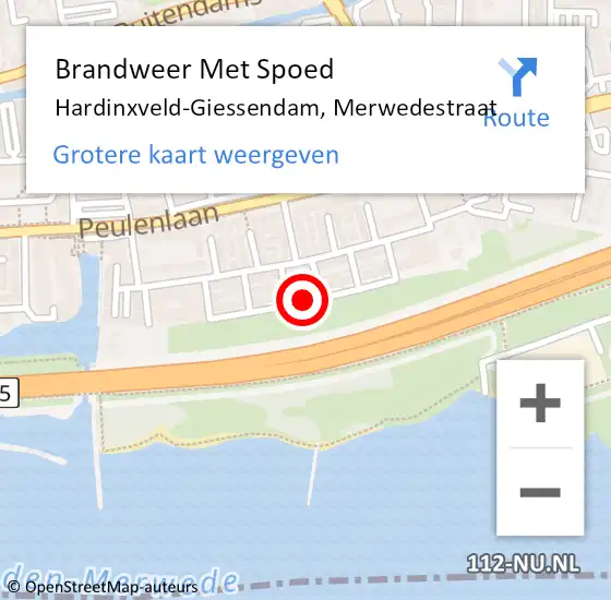 Locatie op kaart van de 112 melding: Brandweer Met Spoed Naar Hardinxveld-Giessendam, Merwedestraat op 22 december 2019 10:29