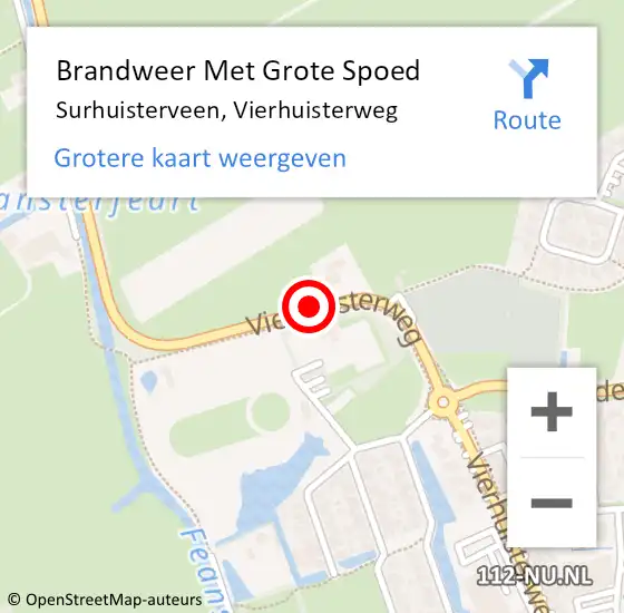 Locatie op kaart van de 112 melding: Brandweer Met Grote Spoed Naar Surhuisterveen, Vierhuisterweg op 22 december 2019 10:53