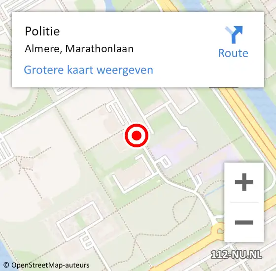 Locatie op kaart van de 112 melding: Politie Almere, Marathonlaan op 22 december 2019 12:50