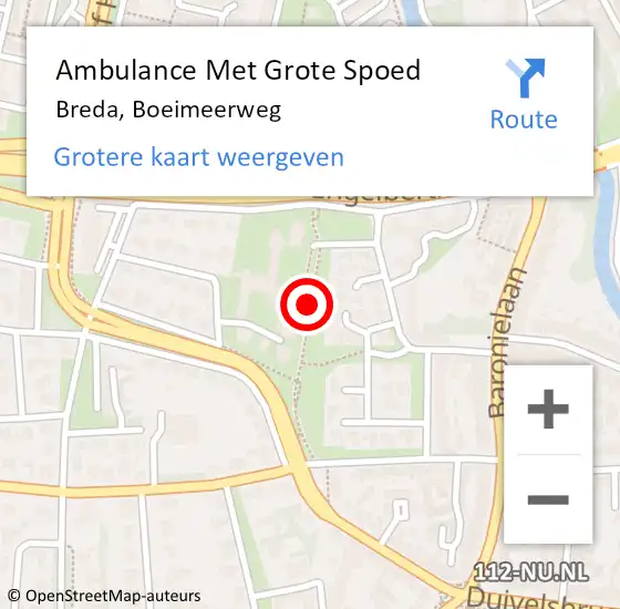 Locatie op kaart van de 112 melding: Ambulance Met Grote Spoed Naar Breda, Boeimeerweg op 22 december 2019 15:33