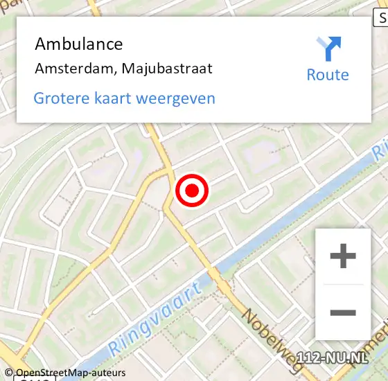 Locatie op kaart van de 112 melding: Ambulance Amsterdam, Majubastraat op 22 december 2019 19:54