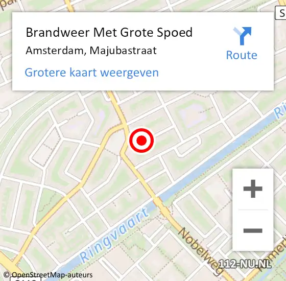 Locatie op kaart van de 112 melding: Brandweer Met Grote Spoed Naar Amsterdam, Majubastraat op 22 december 2019 20:31