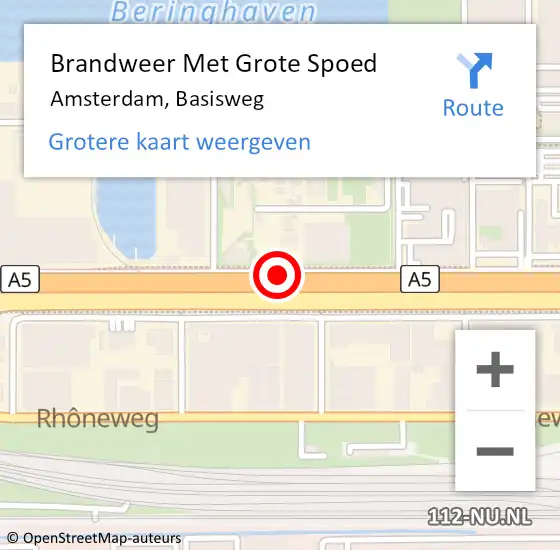 Locatie op kaart van de 112 melding: Brandweer Met Grote Spoed Naar Amsterdam, Basisweg op 22 december 2019 21:58