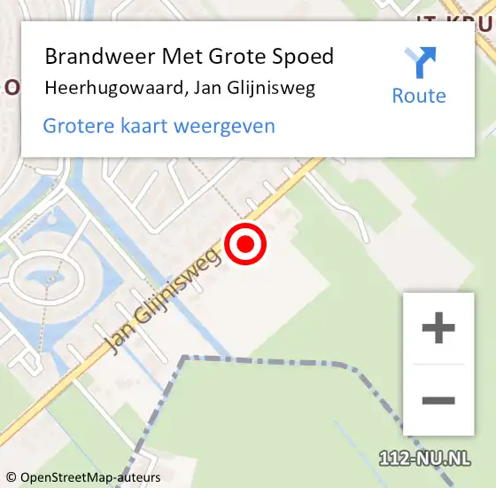 Locatie op kaart van de 112 melding: Brandweer Met Grote Spoed Naar Heerhugowaard, Jan Glijnisweg op 23 april 2014 17:34