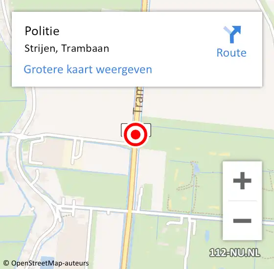 Locatie op kaart van de 112 melding: Politie Strijen, Trambaan op 23 december 2019 07:21