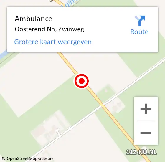 Locatie op kaart van de 112 melding: Ambulance Oosterend Nh, Zwinweg op 23 december 2019 09:15