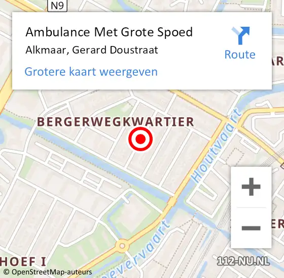 Locatie op kaart van de 112 melding: Ambulance Met Grote Spoed Naar Alkmaar, Gerard Doustraat op 23 april 2014 18:07