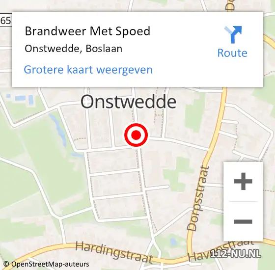 Locatie op kaart van de 112 melding: Brandweer Met Spoed Naar Onstwedde, Boslaan op 23 december 2019 09:44