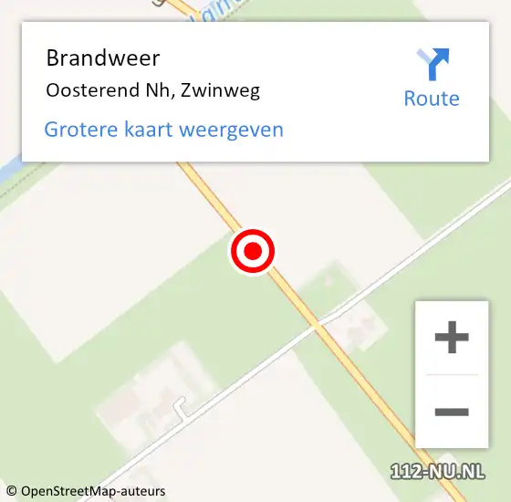 Locatie op kaart van de 112 melding: Brandweer Oosterend Nh, Zwinweg op 23 december 2019 09:45