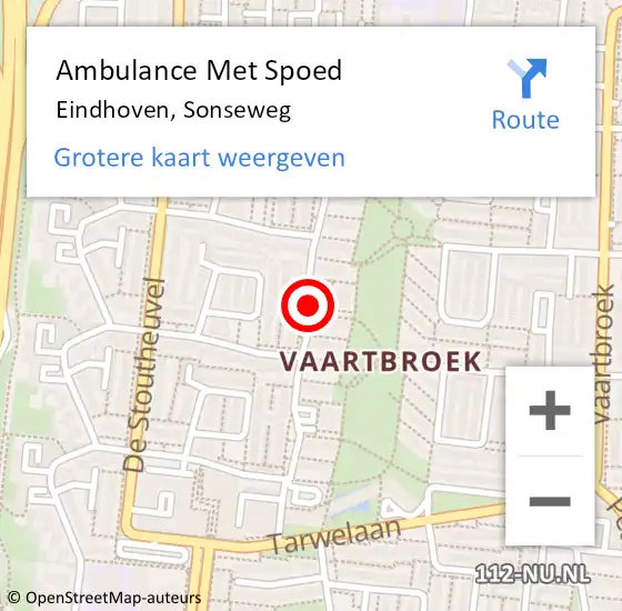 Locatie op kaart van de 112 melding: Ambulance Met Spoed Naar Eindhoven, Sonseweg op 23 december 2019 13:04