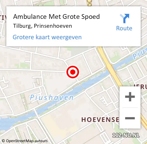 Locatie op kaart van de 112 melding: Ambulance Met Grote Spoed Naar Tilburg, Prinsenhoeven op 23 december 2019 15:20