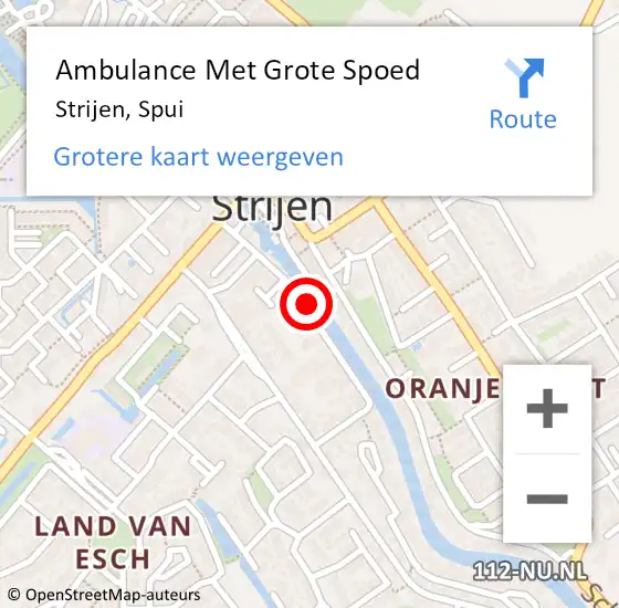 Locatie op kaart van de 112 melding: Ambulance Met Grote Spoed Naar Strijen, Spui op 23 december 2019 16:11