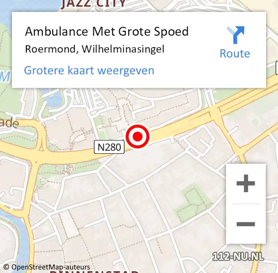 Locatie op kaart van de 112 melding: Ambulance Met Grote Spoed Naar Roermond, Wilhelminasingel op 23 december 2019 17:35