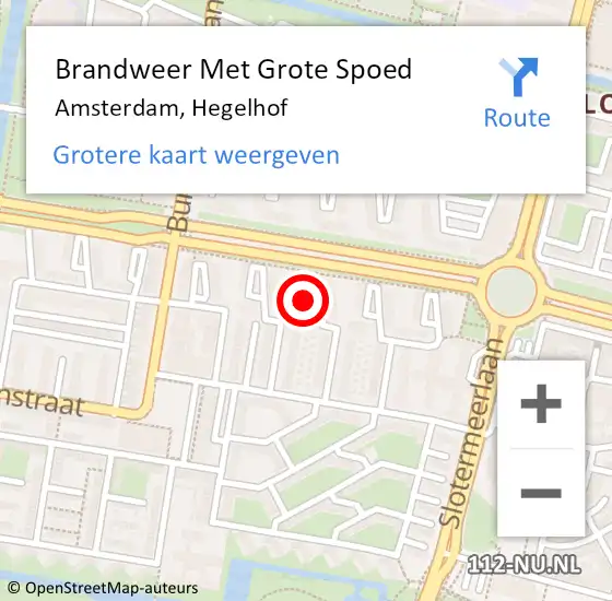 Locatie op kaart van de 112 melding: Brandweer Met Grote Spoed Naar Amsterdam, Hegelhof op 23 december 2019 21:57