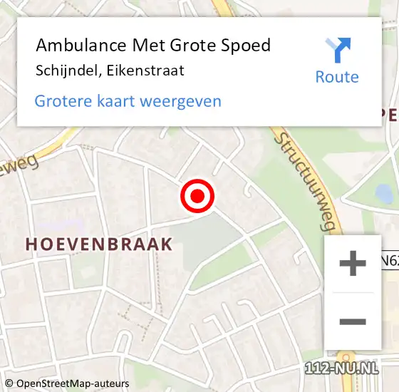 Locatie op kaart van de 112 melding: Ambulance Met Grote Spoed Naar Schijndel, Eikenstraat op 24 december 2019 02:02