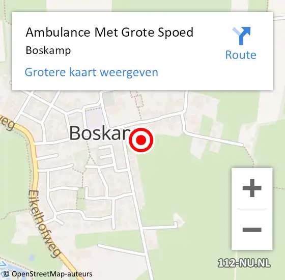 Locatie op kaart van de 112 melding: Ambulance Met Grote Spoed Naar Boskamp op 24 december 2019 03:35