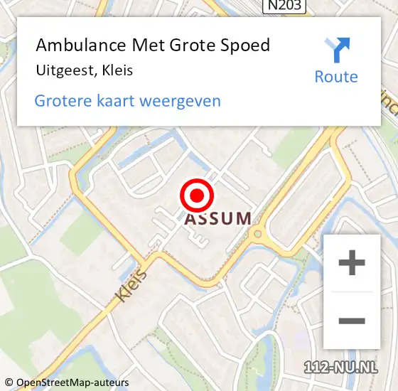 Locatie op kaart van de 112 melding: Ambulance Met Grote Spoed Naar Uitgeest, Kleis op 24 december 2019 09:39