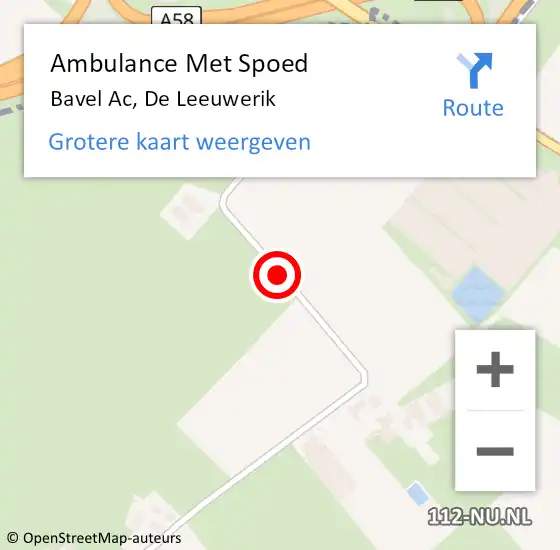 Locatie op kaart van de 112 melding: Ambulance Met Spoed Naar Bavel Ac, De Leeuwerik op 24 december 2019 12:53