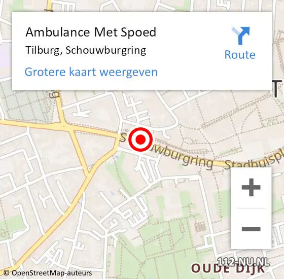 Locatie op kaart van de 112 melding: Ambulance Met Spoed Naar Tilburg, Schouwburgring op 24 december 2019 15:14