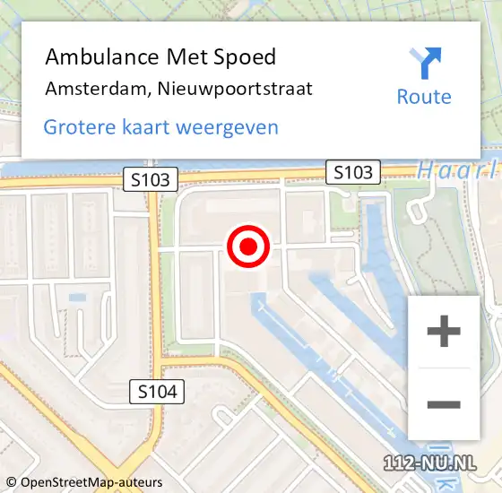 Locatie op kaart van de 112 melding: Ambulance Met Spoed Naar Amsterdam, Nieuwpoortstraat op 24 december 2019 16:17