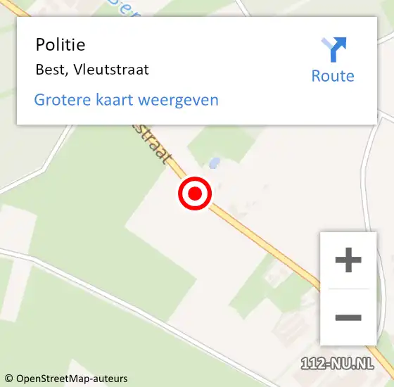 Locatie op kaart van de 112 melding: Politie Best, Vleutstraat op 25 december 2019 00:07