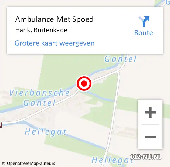 Locatie op kaart van de 112 melding: Ambulance Met Spoed Naar Hank, Buitenkade op 25 december 2019 00:12
