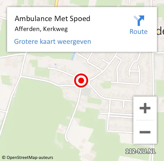 Locatie op kaart van de 112 melding: Ambulance Met Spoed Naar Afferden, Kerkweg op 25 december 2019 00:13