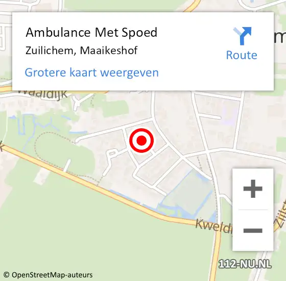 Locatie op kaart van de 112 melding: Ambulance Met Spoed Naar Zuilichem, Maaikeshof op 25 december 2019 07:51