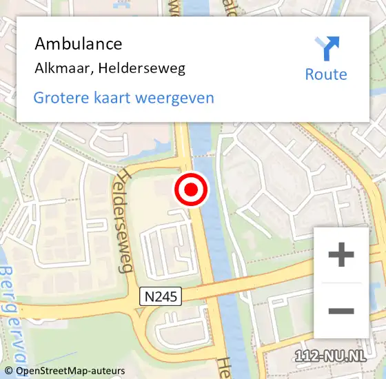 Locatie op kaart van de 112 melding: Ambulance Alkmaar, Helderseweg op 25 december 2019 15:06