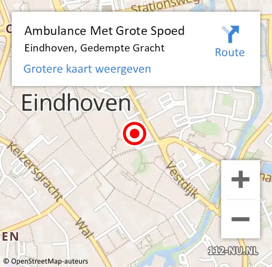 Locatie op kaart van de 112 melding: Ambulance Met Grote Spoed Naar Eindhoven, Gedempte Gracht op 25 december 2019 22:59