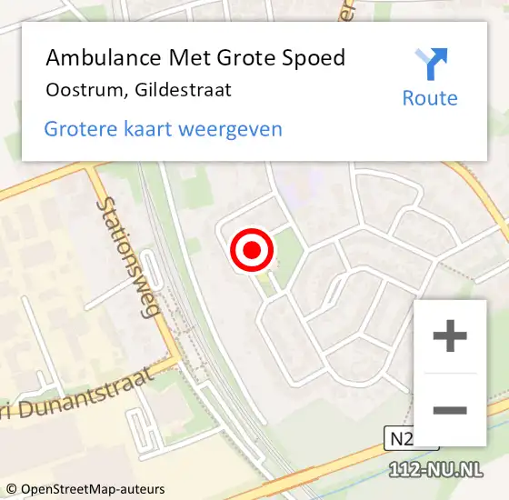 Locatie op kaart van de 112 melding: Ambulance Met Grote Spoed Naar Oostrum, Gildestraat op 26 december 2019 12:13