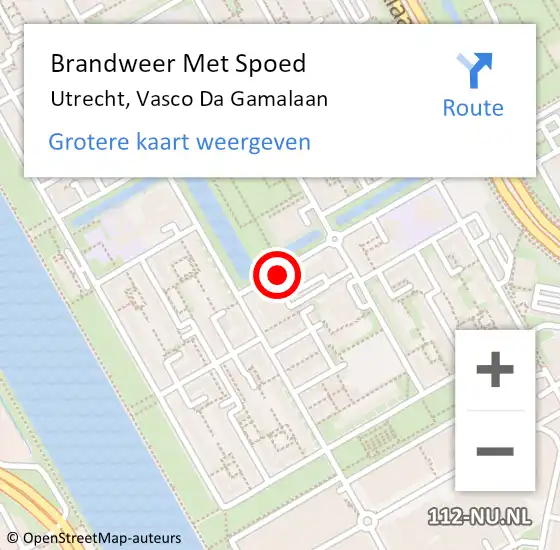 Locatie op kaart van de 112 melding: Brandweer Met Spoed Naar Utrecht, Vasco Da Gamalaan op 26 december 2019 12:38